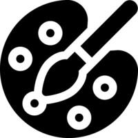 A black and white icon of a paintbrush and palette vector