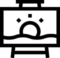A black and white image of a painting on a easel vector