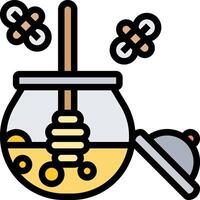 Honey jar with bee and bee hive vector