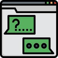 A green and black icon with question marks vector