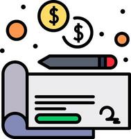 A check, pen and money icon vector