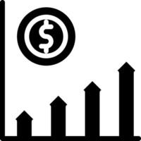 A graph with a dollar sign and arrows vector