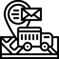 A truck with mail and a map icon vector
