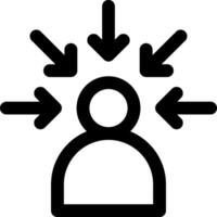 A person with arrows pointing to him vector