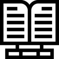 A black and white icon of an open book vector