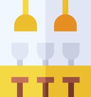 A yellow and orange bar with glasses and a bottle opener vector