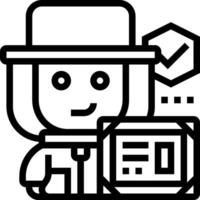 A black and white image of a man holding a clipboard vector