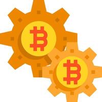 Bitcoin gears and bitcoin logo vector
