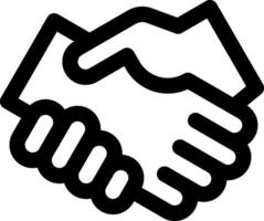 A black and white illustration of two hands shaking vector