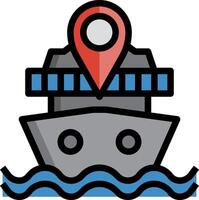 A ship with a map marker on it vector