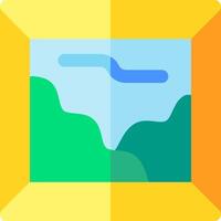 A yellow square with a blue sky and mountains vector