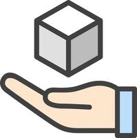 A hand holding a cube in front of a white background vector