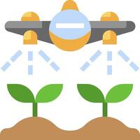 A plane flying over a field with plants growing vector