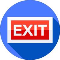 Exit sign icon with long shadow illustration vector