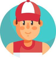 A man wearing a red cap and a red shirt vector