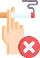 A hand holding a cigarette and a red cross vector
