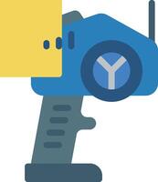 A blue and yellow gun with a yellow box on top vector