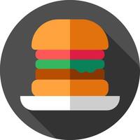 A hamburger on a plate with a long shadow vector