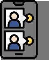 A phone with two people on it vector