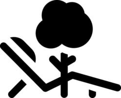 A black and white silhouette of a chair with a tree vector