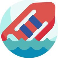 A red life raft floating in the ocean vector