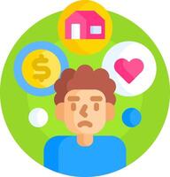 A man with a house, a heart, and a dollar sign vector