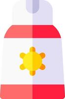 A red and white bottle with a sun on it vector