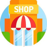 Shop icon with a red and white umbrella vector