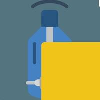A yellow box with a blue lid and a blue bottle vector