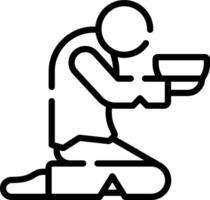 A man kneeling down with a bowl in his hand vector