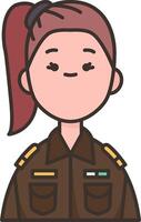 A cartoon woman in a military uniform vector
