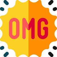 Omg sticker with a yellow background and red text vector