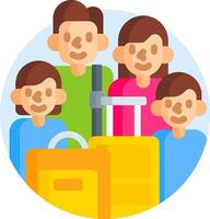 A family with luggage and a suitcase vector