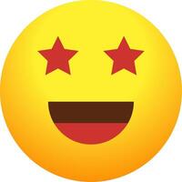 A yellow smiley face with red stars on it vector