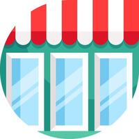 A red and white striped awning on a window vector