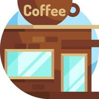A coffee shop with a cup of coffee on top vector