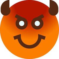 An orange devil emoticitor with horns and a smile vector