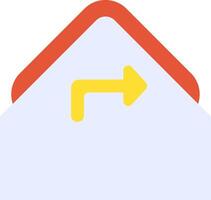 A yellow arrow pointing to the right in an envelope vector