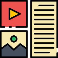 A flat icon with a player, a book and a camera vector