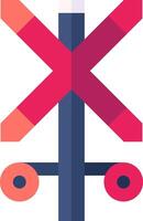 A red and pink cross with a sign that says x vector