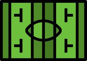 A green and black football field with a ball in the middle vector