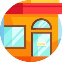 An open sign on a store front vector