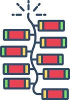 A line of batteries connected to a light bulb vector