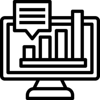A computer monitor with a bar chart on it vector