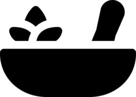 A black and white image of a bowl with a spoon and a plant vector