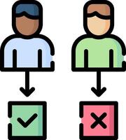 Two people are shown with check marks on the left and right vector