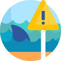 A warning sign with a shark in the ocean vector