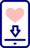 A heart icon on a smartphone with an arrow pointing to it vector