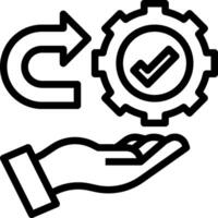 A hand holding a gear and a clock icon vector