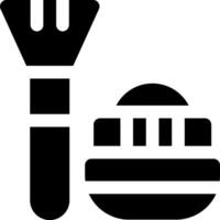 A black and white icon of a fork and knife vector